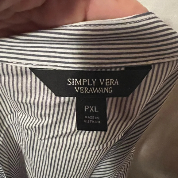 Simply Vera by Vera Wang Butterfly Sleeve Black and Wht LS Blouse Womens Sz PXL - Picture 4 of 6